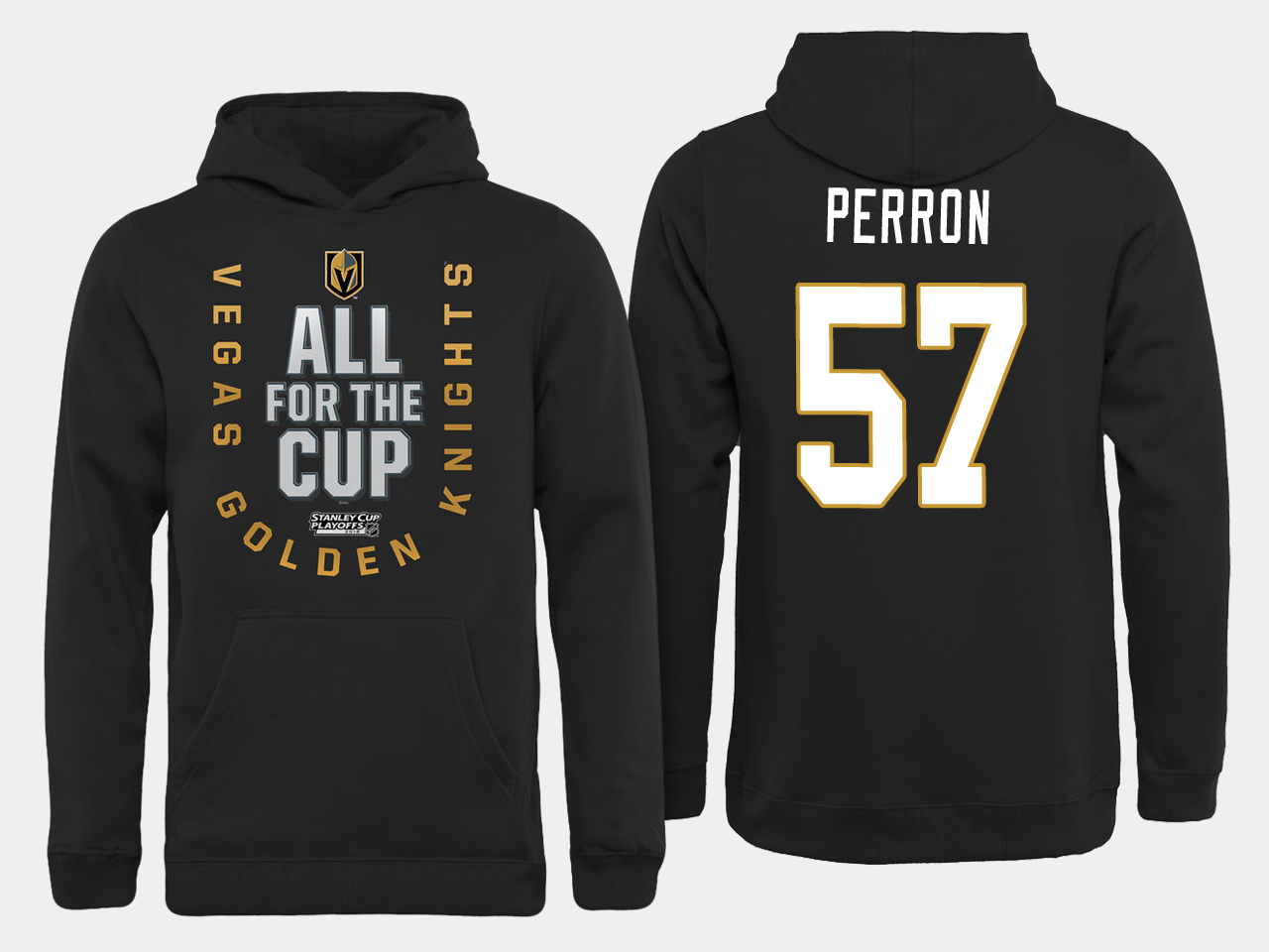 Men NHL Vegas Golden Knights #57 Perron All for the Cup hoodie->more nhl jerseys->NHL Jersey